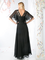 CD-CH1506 Sheer Sleeves Lace Appliqued Mother of the Brides Dress - Black, Back View Thumbnail