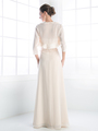 CD-CH1507 Mother of the Bride Evening Dress with Ruffle Jacket - Champagne, Back View Thumbnail