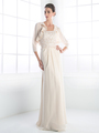 CD-CH1507 Mother of the Bride Evening Dress with Ruffle Jacket - Champagne, Alt View Thumbnail