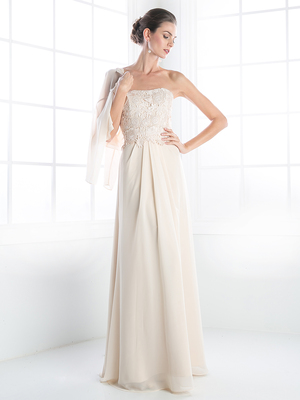 CD-CH1507 Mother of the Bride Evening Dress with Ruffle Jacket, Champagne