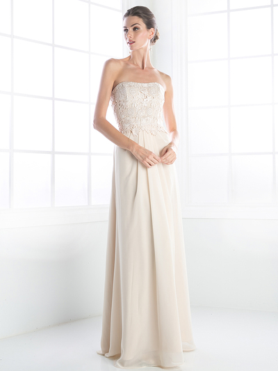 CD-CH1507 Mother of the Bride Evening Dress with Ruffle Jacket - Champagne, Alt View Medium