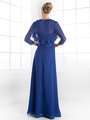 CD-CH1507 Mother of the Bride Evening Dress with Ruffle Jacket - Royal, Back View Thumbnail