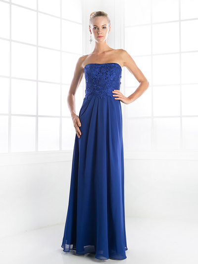 CD-CH1507 Mother of the Bride Evening Dress with Ruffle Jacket - Royal, Alt View Medium