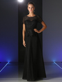 CD-CH1511 Short Sleeve Lace Overlay Mother of the Bride Dress - Black, Front View Thumbnail