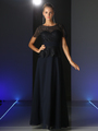CD-CH1511 Short Sleeve Lace Overlay Mother of the Bride Dress - Navy, Front View Thumbnail