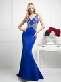 CD-CJ110 Sleeveless V-Neck Trumpet Evening Gown - Royal, Front View Thumbnail