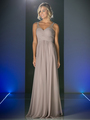 CD-CJ214 Sweetheart Neckline Evening Dress with Beaded Shoulder Straps - Marble, Front View Thumbnail