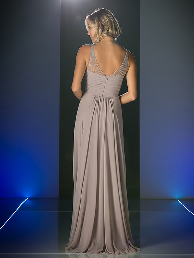 CD-CJ214 Sweetheart Neckline Evening Dress with Beaded Shoulder Straps - Marble, Back View Medium