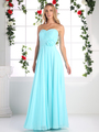CD-CJ216 Ruched Sweetheart Bridesmaid Dress with Floral Accent - Aqua, Front View Thumbnail