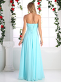 CD-CJ216 Ruched Sweetheart Bridesmaid Dress with Floral Accent - Aqua, Back View Thumbnail