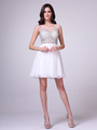 CD-CJ90S Illusion Jeweled Bodice Homecoming Dress - Off White, Front View Thumbnail