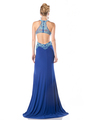 CD-CK10 Halter Beaded Prom Gown with Train - Royal, Back View Thumbnail