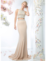 CD-CK11 Two Piece Prom Dress with Train - Champagne, Front View Thumbnail
