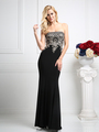 CD-CK16 Strapless Embellished Evening Gown  - Black, Front View Thumbnail
