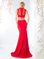 CD-CK20 Two Piece Evening Dress with Mermaid Hem - Red, Back View Thumbnail