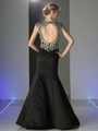 CD-CK21 Cap Sleeve Trumpet Prom Evening Gown with Cut Out Back - Black, Back View Thumbnail