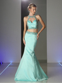 CD-CK22 Two piece Trumpet Formal Dress - Mint, Front View Thumbnail