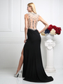 CD-CK24 Sweetheart Floor Length Evening Dress with Beaded Neckline - Black, Back View Thumbnail