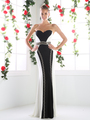 CD-CK30 Timeless Sweetheart Form Fitted Two Tone Evening Dress - Black White, Front View Thumbnail