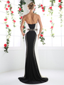 CD-CK30 Timeless Sweetheart Form Fitted Two Tone Evening Dress - Black White, Back View Thumbnail