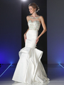 CD-CK46 Illusion Sweetheart Bridal Gown with Tiered Trumpet Skirt - White, Front View Thumbnail