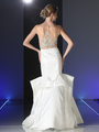 CD-CK46 Illusion Sweetheart Bridal Gown with Tiered Trumpet Skirt - White, Back View Thumbnail