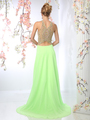 CD-CK51 Halter Beaded Top Prom Dress - Lime, Back View Thumbnail