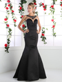 CD-CK62 Illusion Mermaid Prom Evening Gown with Sheer Back - Black, Front View Thumbnail