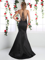 CD-CK62 Illusion Mermaid Prom Evening Gown with Sheer Back - Black, Back View Thumbnail
