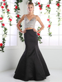 CD-CK68 Two Piece V-Neck Prom Evening Dress with Trumpet Skirt - Black, Front View Thumbnail