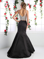 CD-CK68 Two Piece V-Neck Prom Evening Dress with Trumpet Skirt - Black, Back View Thumbnail
