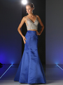 CD-CK68 Two Piece V-Neck Prom Evening Dress with Trumpet Skirt - Royal, Front View Thumbnail