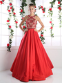 CD-CP801 Elegant Prom Gown with Full Skirt - Red, Front View Thumbnail