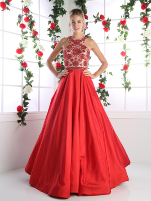 CD-CP801 Elegant Prom Gown with Full Skirt, Red