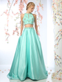CD-CP802 Two Piece Beade Top Prom Dress - Sage Green, Front View Thumbnail