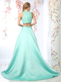 CD-CP802 Two Piece Beade Top Prom Dress - Sage Green, Back View Thumbnail