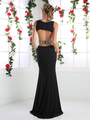 CD-CR710 Boatneck Cut Out Evening Dress with Slit - Black, Back View Thumbnail
