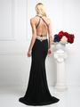 CD-CR733 Open back with lined beading  - Black, Back View Thumbnail