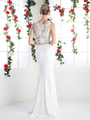 CD-CR748 Mock Two Piece Bridal Dress with Beaded Top - Ivory, Back View Thumbnail