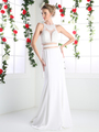 CD-CR749 Mock Two Piece Bridal Evening Dress with Pearl Beading - Ivory, Front View Thumbnail