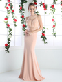 CD-CR749 Mock Two Piece Bridal Evening Dress with Pearl Beading - Peach, Front View Thumbnail