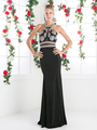 CD-CR754 Halter Top Beaded Evening Dress - Black, Front View Thumbnail