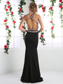 CD-CR754 Halter Top Beaded Evening Dress - Black, Back View Thumbnail