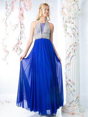 CD-J749 Halter Embellished Evening Dress, Royal