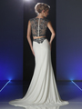 CD-J755 Two piece Sleeveless Beaded Prom Evening Dress - Ivory, Back View Thumbnail