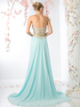CD-JC3780 Prom gown with Metal Floral Belt - Sky Blue Gold, Alt View Thumbnail