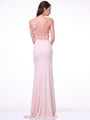 CD-JC4053 Illusion Rosette Evening Dress with Train - Peach, Back View Thumbnail