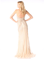 CD-KD008 Form Fitting Evening Gown with beading - Gold, Back View Thumbnail
