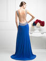 CD-KD009 Sleeveless Illusion Embellished Evening Dress  - Royal, Back View Thumbnail