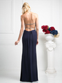 CD-KD011 Halter Neck Twisted Ruching Evening Dress - Navy, Back View Thumbnail